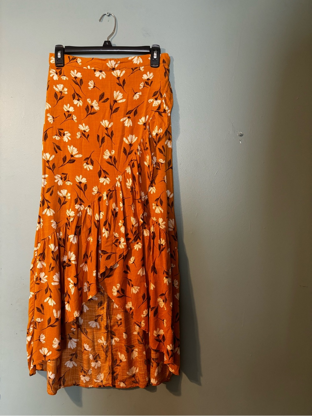 Sonoma Floral High Low Orange Maxi Skirt size Small excellent condition!